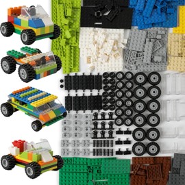 HUIZDQ 450pcs Wheels and Axles Set, Including Wheels, Windshield, Traffic Light, Vehicle & Truck Parts, Classic Pieces & Accessories, Compatible with Classic Brick Toys
