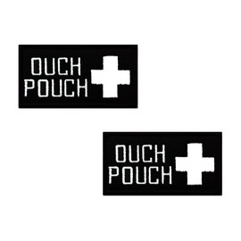 2 Stück "Ouch Pouch" Kreuz Patch Taktische Stickerei Abzeichen Aufnähen Hook and Loop Patch Emblem Applikationen Mützen,Jeans,Uniformen,Jacken,Hosen,Biker,Rucksack,Hemden,Kleidung(Black)
