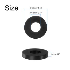 Sourcing Map 16pcs Rubber Spacers, 30mm OD x 12mm ID x 5mm Height, Round Anti Vibration Spacers, Thick Rubber Washers for Home, Car, Construction, Automotive & Appliances