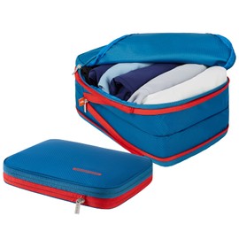 Bee Nesting Waterproof Compression Packing Cubes,Travel Packing organizers for Carry on Luggage,Backpacking, Suitcases, Blue Red, 2 Pack(4L+9L), travel