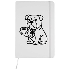 Azeeda A5 'Teezeit mit der Britischen Bulldogge' Weißes Liniertes Notizbuch Gebundenem Buch (NB00078203)