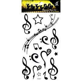 PARITA Tattoos Temporary Black Stars Musical Notation Music Note Symbol Tattoo Fake Stickers Cartoon Tattoo Art Fashion Fantasy Fun Party Waterproof Removable for Kids Teens Adults (1 Sheet.) (10)