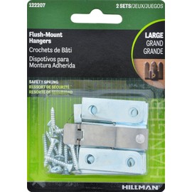 Hillman Fasteners 122207, 1-3/4-Inch x 1-1/2-Inch Large Flush Mount Picture Hangers With Spring Lock (Pack of 2)