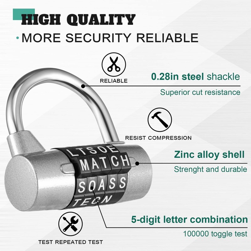 Shimeyao 2 Pcs 5 Letter Combination Lock Metal 5 Digit