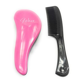 G.B.S - Juego de 2 cepillos para desenredar pelo rizado y peine de dientes anchos para desenredar el pelo, suavemente, desenredante