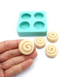Cinnamon roll mold - 1 inch diameter - Mini cinnamon rolls 4 cavities Wax melts molds cinnamon bun mold Silicone food molds Soap molds candle molds (Model D: 1 inch) NC027