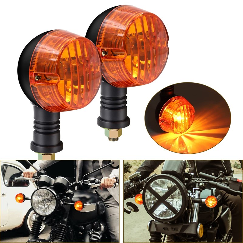 Biqing 2PCS Motorcycle LED Turn Signal Indicator AMBER Light Front