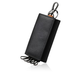LASIEM Men's Genuine Leather Key Case, 5 Rows Key Holder, Car Key, Black