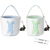 CHOIEO Easter Basket, Bunny Baskets with Pom-Pom Tail, Stripe Pattern,