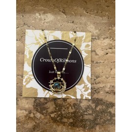 CrownOfRibbons Galaxy Moon and Star Pendant Necklace, Crystal with Blue Planet Design