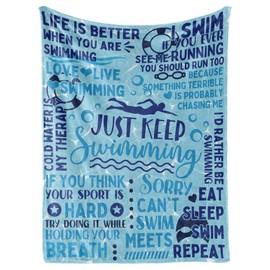 Swimming Swimmer Gifts Blanket Throw - Gift for Women, Men, Teen Girls, Teammate, Coach - Just Keep, 50" x 65"