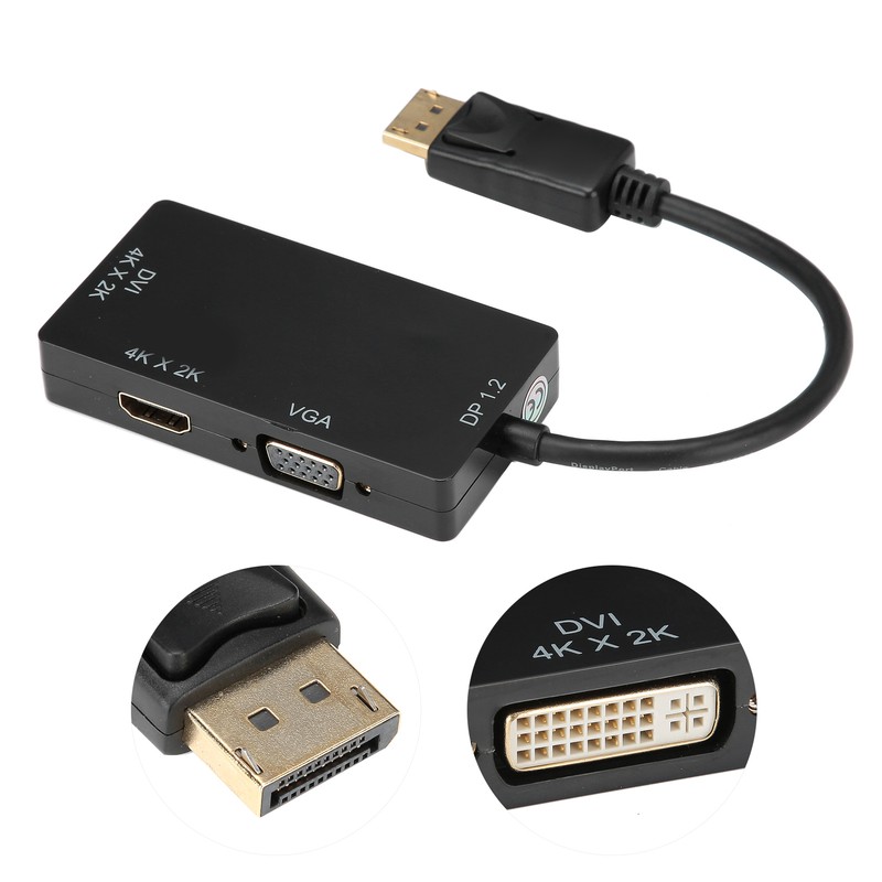 3-in-1 Adapter Displayport to HDMI/VGA/DVI Multifunction High Definition Converter Cable