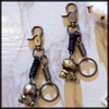 White Fang AZ224 Keychain, Keyring, Cat, Maneki Neko, Leather, Retro