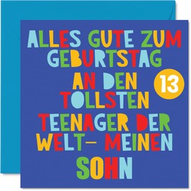 Stuff4 13th Birthday Card Son - Tollsten Teenager in the World - Birthday Card 13 Years Boys Boy Son 145mm Thirteenth Birthday Card Greeting Cards