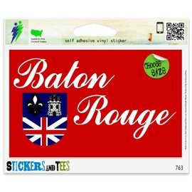 Baton Rouge Louisiana Flag Vinyl Car Bumper Window Sticker 3" x 2"
