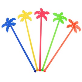 ZZLZX 50PCS Coconut Decorative Stirring Sticks Tropical Ice Drinks Cocktails Coffee Stirrers For Bars Restaurants Weddings Hawaiian Parties 5 Colors Mixed Colors Plastic Mixing Sticks Fruit Sticks