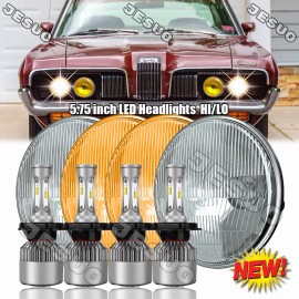 JESUO 4pcs 5 3/4" 5.75 inch Hi/Lo Headlight For Mercury Cougar 1967-76 Monterey Comet