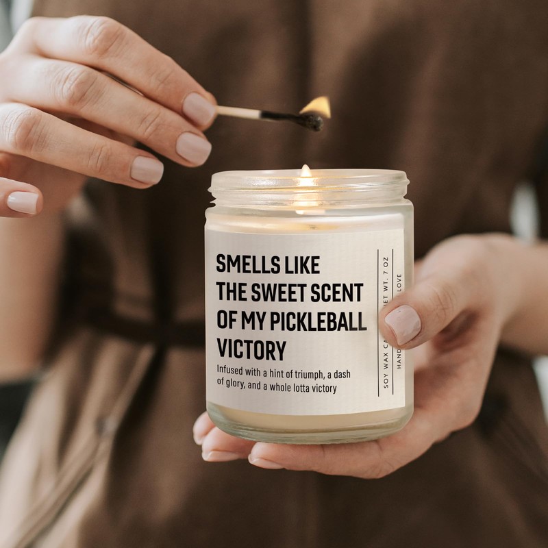 Shqiueos Pickleball Gifts for Women Men Lavender Scented Candle 7oz