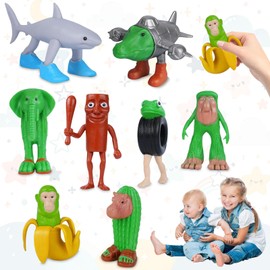 Xinlon 8-Piece Italian Brain Red Figures Set, 3D Printed Collectible Figure, Tung Sahur, 3D Printed Collectible Figure Shark with Shoes, Brain Red for Shelf, Office & Gift Idea