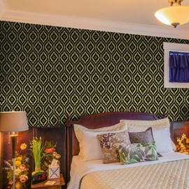 VaryFloral Black and Gold Geometric Wallpaper Peel and Stick Vintage Antique Mid Century Wallpaper for Room Dark Abstract Floral Contact Paper, Prepasted, Removable, Renter Friendly, 12"x118"