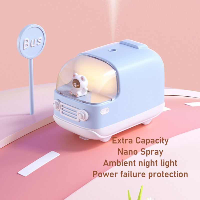 Cute Small Humidifier 350ml Bear Bus Shape USB Charging Portable