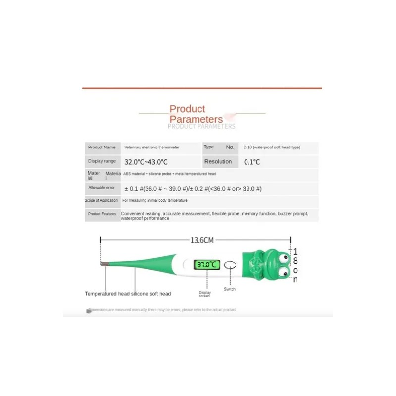 Termómetro Veterinario, Digital Flexible Perros Gatos Panda