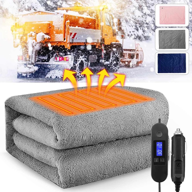 Car Heated Blanket Warm 12V Artificial Fleece Temperature Control Heating