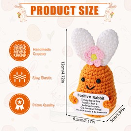 Positive Crochet Bunny, Emotional Doll Support Bunny Knitted Animal Positive Rabbit for Inspirational Gift Home Office Potatoes Decor Easter Festive Gift