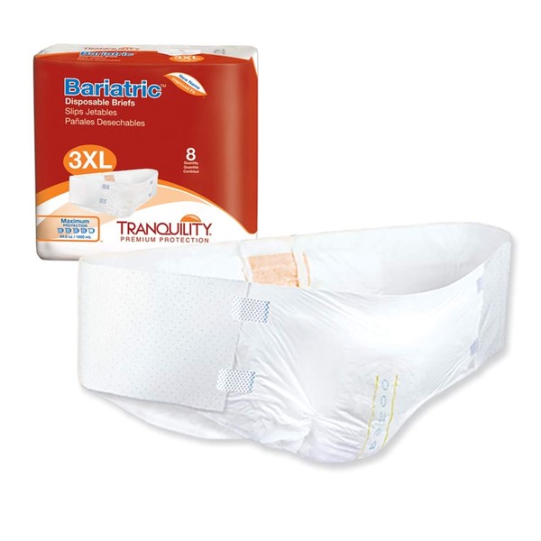 Tranquility Adult Diaper Bariatric Briefs 3XL-Large/XL+ (Pack of 8)