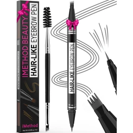 iMethod Eyebrow Pen - Eyebrow Pencil Magical 2-in-1 Eye Brow Pencils for Women with 4-Fork-Tip & Precise Brush-Tip Create Natural Hair-Like Brows, Last All-Day, Microblading Eyebrow Pen, Grey