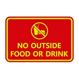 Signs ByLITA Classic Framed No Outside Food or Drink Sign (Red/Yellow) - Medium
