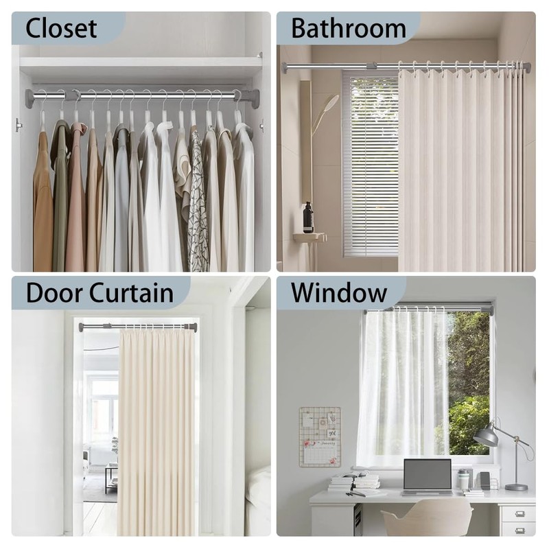 Hershii Expandable Window Shower Curtain Tension Rod Oval Head Shower
