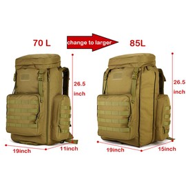 Large Hiking Backpack, 65L/70L/85L Waterproof MOLLE Rucksack, Expandable Camping Traveling Daypack for Men