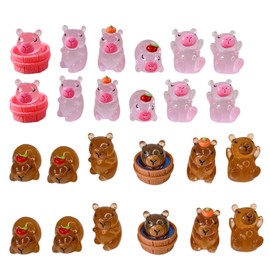 GETFACAI 24PCS Capybara Resin Animals, Resin Animals Capybara, Mini Capybara, Miniature Animal Figurines For Home Decor, for Gifts, DIY, Perfect For Shelves, Desks, Potted Plants
