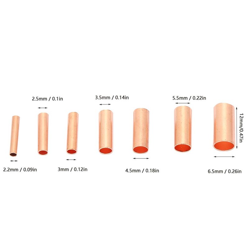 Copper Connecting Tube, 250 Pcs Red Copper Connecting Tube, 6mm