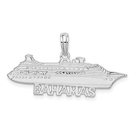 Million Charms 925 Sterling Silver Travel Charm, Polished Bahamas Cruise Ship Pendant
