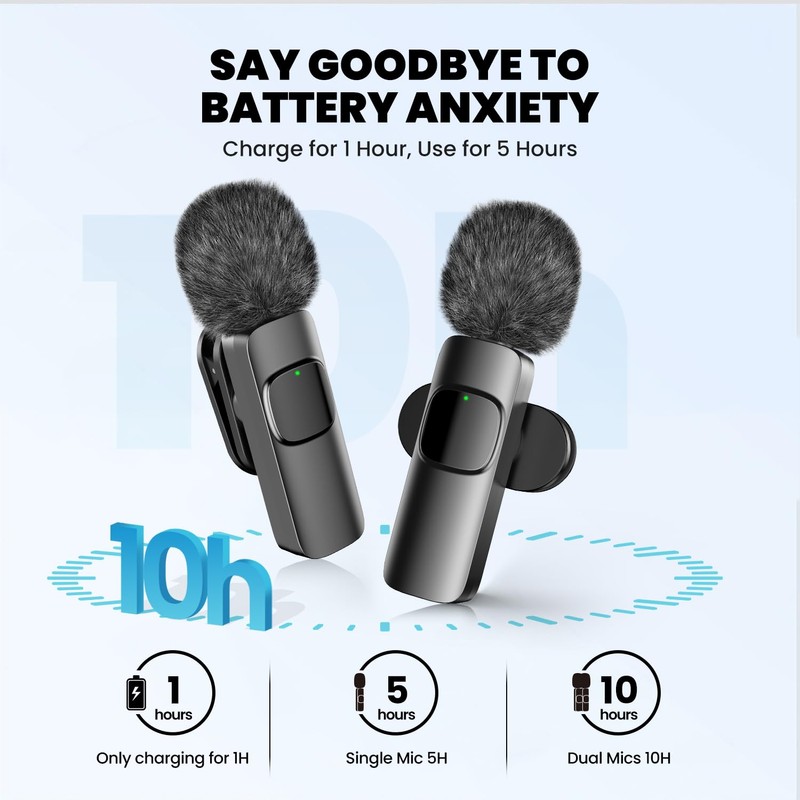 MULBEVD Wireless Lavalier Microphone with Magnetic Clip, Mini Mic for