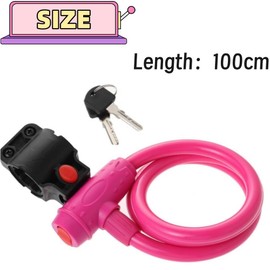Pink Bike Lock - Heavy Duty Bicycle Padlock with Anti-Theft Steel Cable, Secure Chain Lock, Bike Locks for Mountain/Road Bicycles, EBikes & Scooters