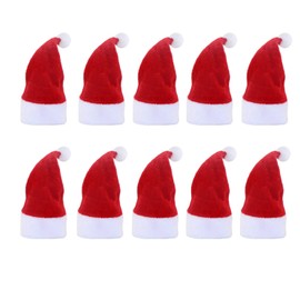 LOOGI Mini Weihnachtsmützen Kleine Nikolausmütze Weihnachtsmann Mütze Santa Hut für Weinflaschen Weihnachtsdeko Tischdeko 10er-Pack