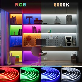 PAUTIX RGBW 6000K COB LED Strip Light 24ft/7.5m,UL Listed 24V Color Changing Tape Lights with 896LEDs/m Multicolor Flexible for TV,Bedroom,Party DIY Decoration(Power Supply & Controller Not Included)