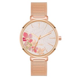 Nine West Women's Floral Dial Mesh Bracelet Watch