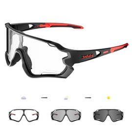 KAPVOE Photochromic Cycling Glasses TR90 Frame Men Women UV400 Protection Design of Ventilation Holes Transparent Sports Sunglasses Specially Designed for Mountain Biking, Running, Baseball and More