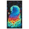 Timeless Treasures Glow Rainbow Peacock 24 Panel Black", Fabric by