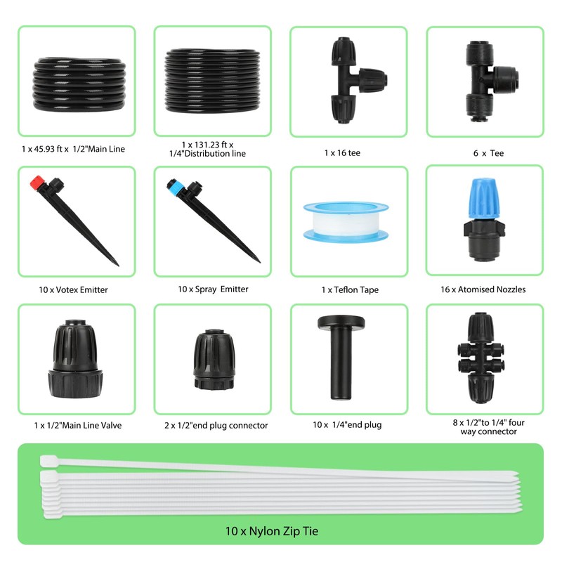 177FT Drip Irrigation Kit – 2025 New Quick-Connect Micro Irrigation