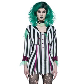 Dolls Kill BetelJuice Black & White Striped Costume - Undead Ghost Outfit by Trickz N' Treatz - X-Large