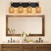 4 Light Bathroom Vanity Light Fixtures,Rustic Style Wood Bathroom Wall