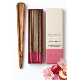 Dhrya Sakura Al-Dar Incense Sticks with Rosewood Incense Holder, 33 Sticks