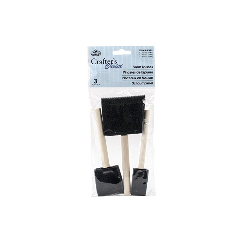 ROYAL BRUSH RFOMW-3P Foam Brush, 3-Pack Darkassorted, 1", 2" &