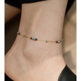 QWALIT Gold Anklets for Women Waterproof Women's Anklets Gold Bracelets for Women Gold Bracelet Beads