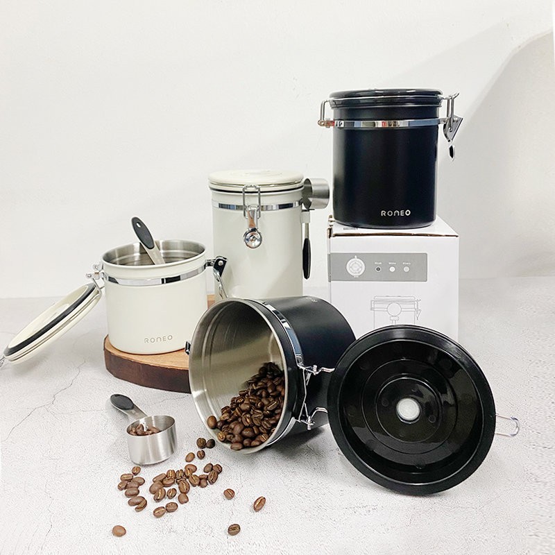 Cafe Romeo ground coffee bean storage container stainless steel coffee